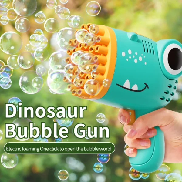 40 Holes Dinosaur Bubble Gun Handheld Fully Automatic Bubble Machine Without Battery And Bubble Water For Kids Gift - Image 8
