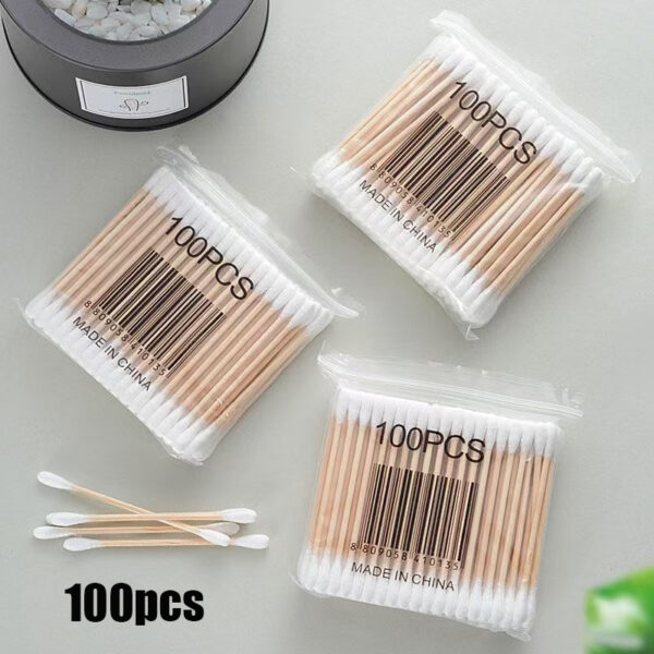 100pcs/500pcs Double Head Wood Cotton Swab Nose Ears Cleaning Women Makeup Tools Lipstik Cotton Buds Tip Sticks - Image 9