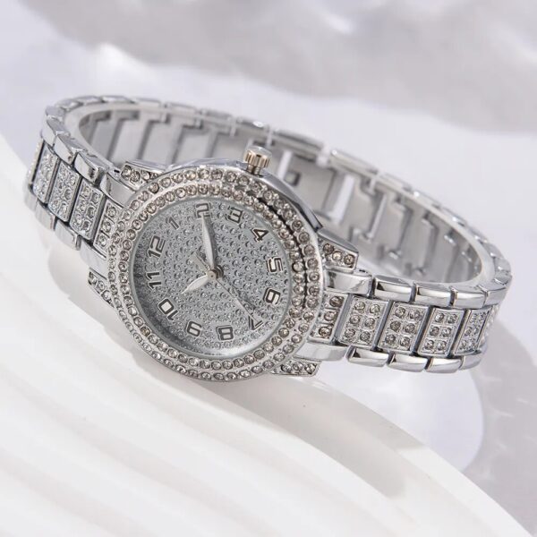 6PCS Women Watch Luxury Elegant Alloy Watch Crystal Wristwatch For Ladies Gift Quartz Watch Alloy Rhinestone Bracelet Montre - Image 6