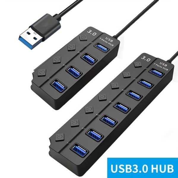 4/7-Port USB 3.0 Hub with LED Indicator Independent Switch Control for Laptop Flash Drive Hard Disk Printer Camera Keyboard - Image 4