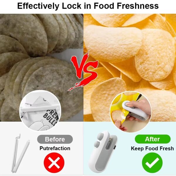 2IN1 Mini Sealing Machine USB Rechargable Heat Sealer Storage Bag Plastic Package Food Sealer Clip Bag Heat Sealer For Snacks - Image 4