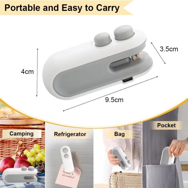 2IN1 Mini Sealing Machine USB Rechargable Heat Sealer Storage Bag Plastic Package Food Sealer Clip Bag Heat Sealer For Snacks - Image 5