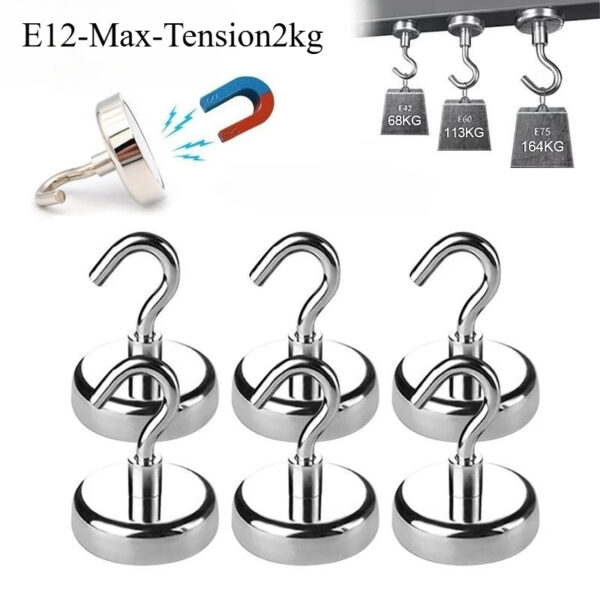 E10/12/16/32mm Strong Magnetic Hooks Multi-Purpose Storage Home Kitchen Bar Storage Key Storage Hooks Bathroom Hangers - Image 6
