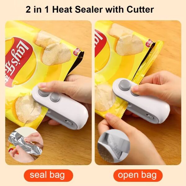 2IN1 Mini Sealing Machine USB Rechargable Heat Sealer Storage Bag Plastic Package Food Sealer Clip Bag Heat Sealer For Snacks - Image 6