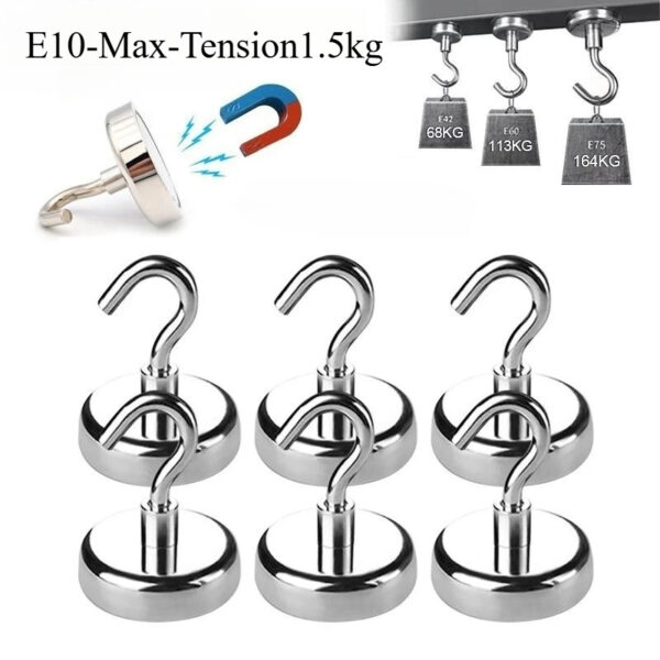 E10/12/16/32mm Strong Magnetic Hooks Multi-Purpose Storage Home Kitchen Bar Storage Key Storage Hooks Bathroom Hangers - Image 9