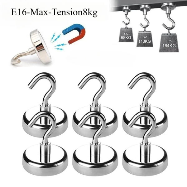 E10/12/16/32mm Strong Magnetic Hooks Multi-Purpose Storage Home Kitchen Bar Storage Key Storage Hooks Bathroom Hangers - Image 10