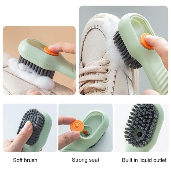 Multifunction Cleaning Shoe Brush Soft Automatic Liquid Shoe Brush Long Handle Clothes Soap Brush With Hook Clean Tool - Image 2