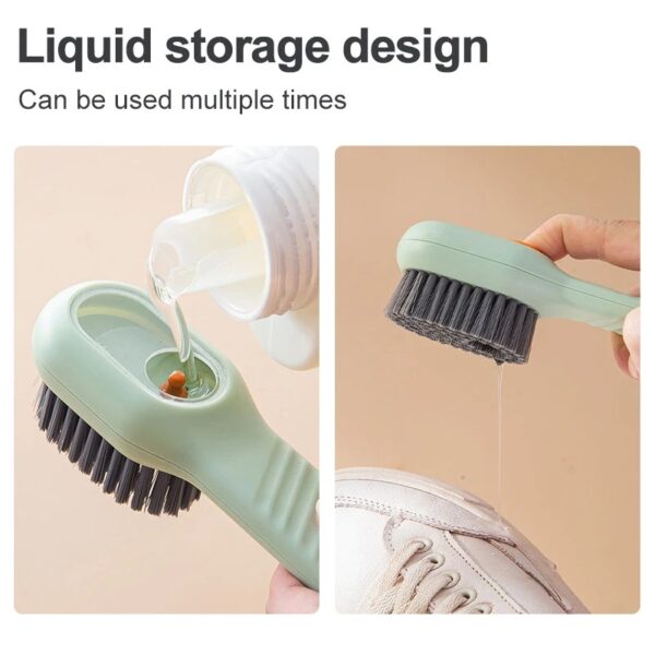 Multifunction Cleaning Shoe Brush Soft Automatic Liquid Shoe Brush Long Handle Clothes Soap Brush With Hook Clean Tool - Image 4
